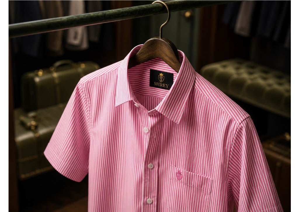 Men's Premium Cotton Striped Half Sleeve Formal Shirt – Regular Fit | Pocket Style | Soft & Breathable Fabric