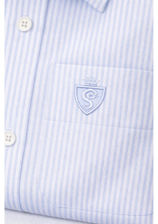 Men's Cotton Stripe Single Pocket Shirt-Sky, Regular Fit, All-Day Comfort