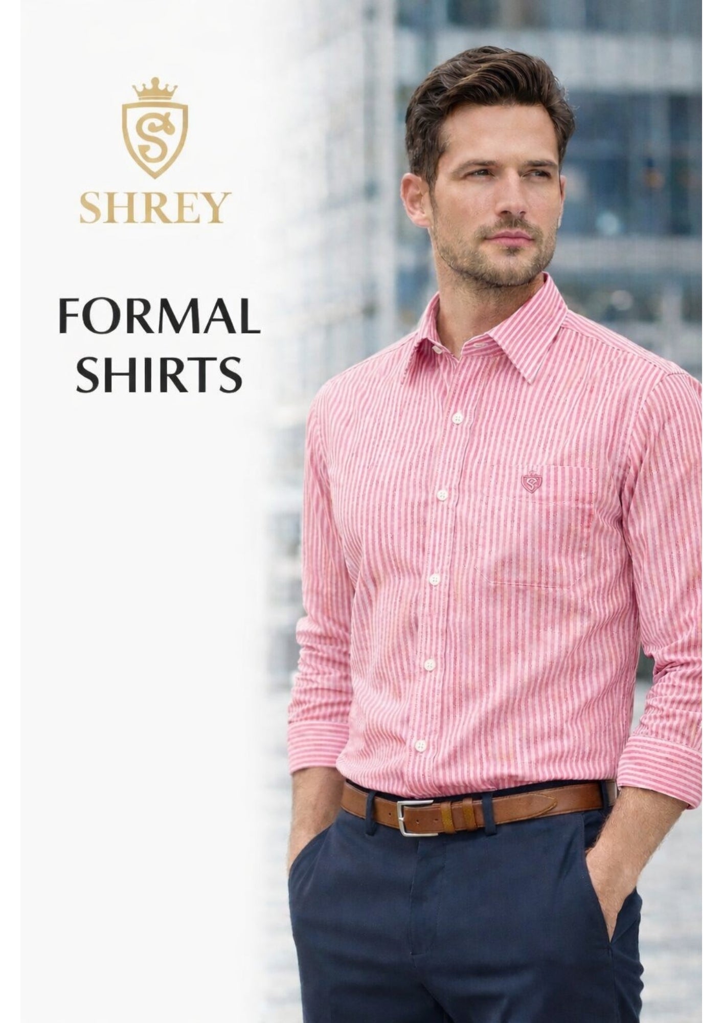 Men's Cotton Stripe Single Pocket Shirt-Red, Regular Fit, All-Day Comfort