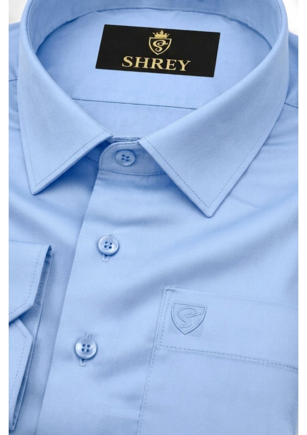 PREMIUM COTTON SATIN FORMAL SHIRT FOR MEN (SINGLE POCKET) - SKY BLUE