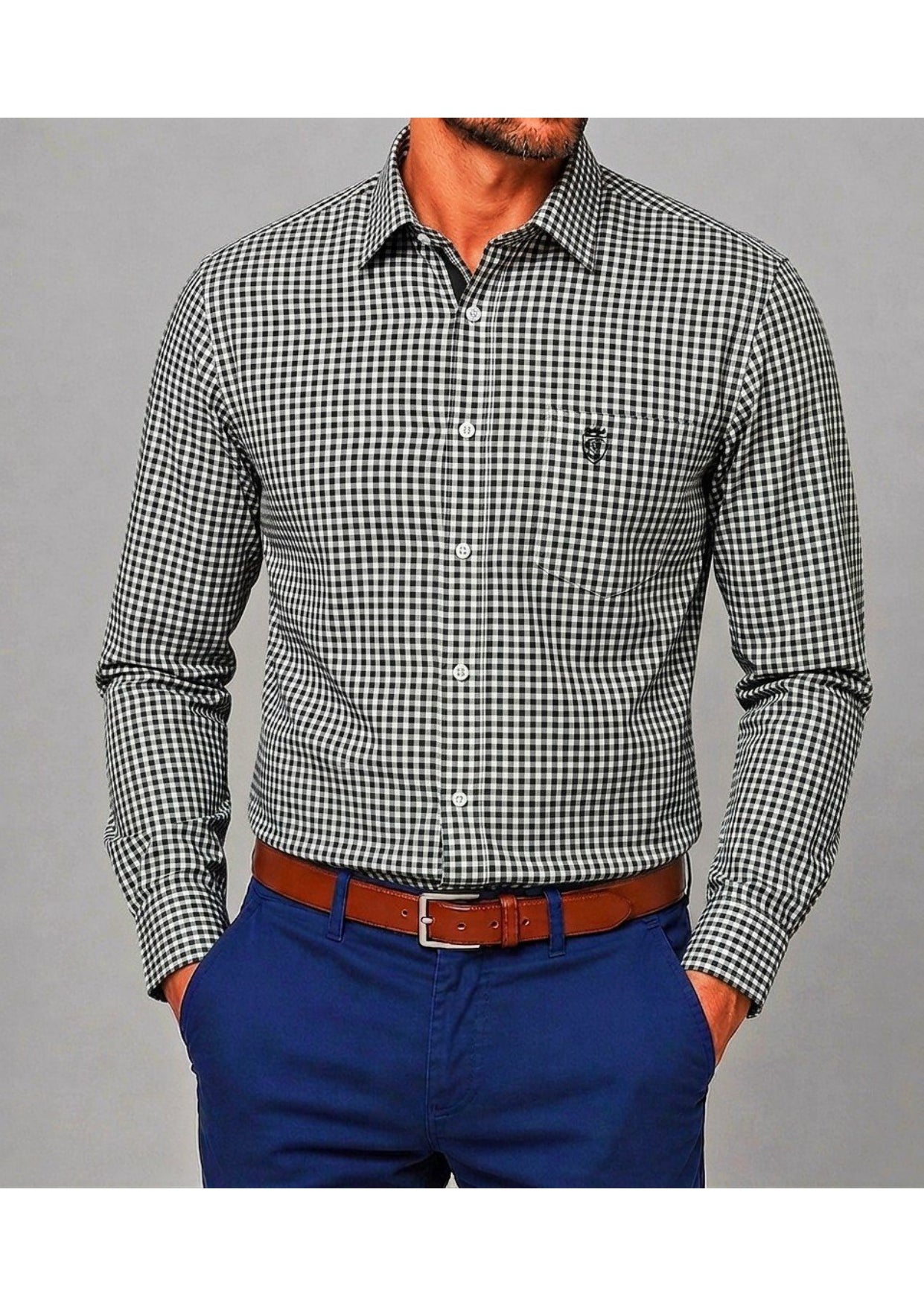Men's Premium Oxford Check Shirt | Full Sleeve Smart Casual Shirt-Black