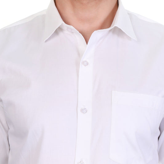 PREMIUM COTTON SATIN FORMAL SHIRT FOR MEN (Single Pocket)-WHITE