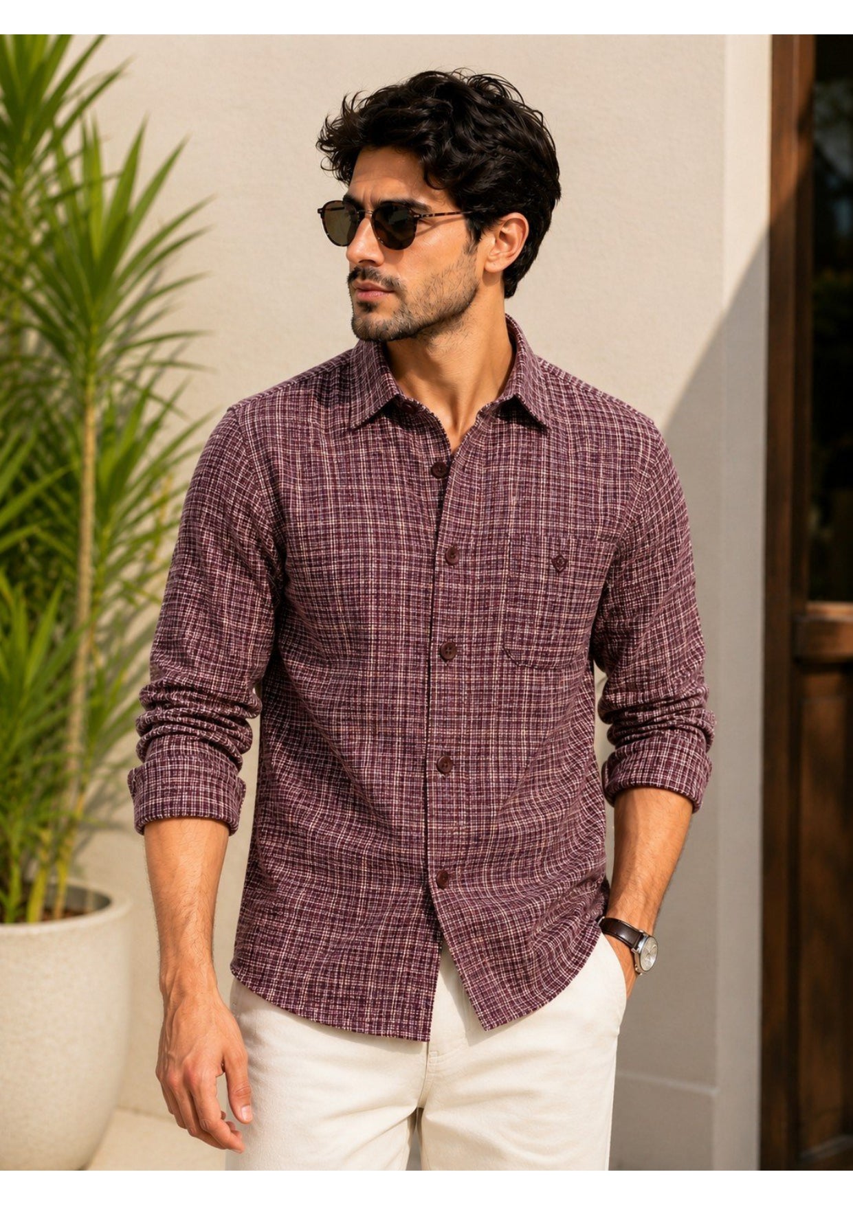 Mens Premium Cotton Check Full Sleeve Shirt Luxury Casual & Smart Formal Wear Shirt