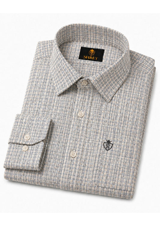 Mens Premium Cotton Check Full Sleeve Shirt Luxury Casual & Smart Formal Wear Shirt