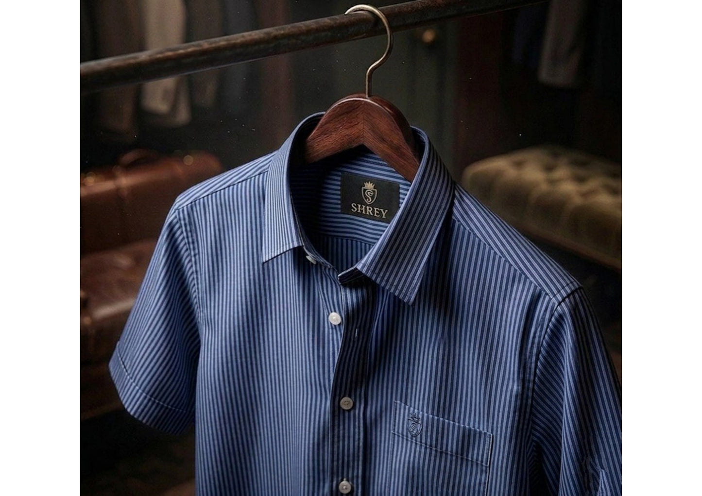 Men's Premium Cotton Striped Half Sleeve Formal Shirt – Regular Fit | Pocket Style | Soft & Breathable Fabric