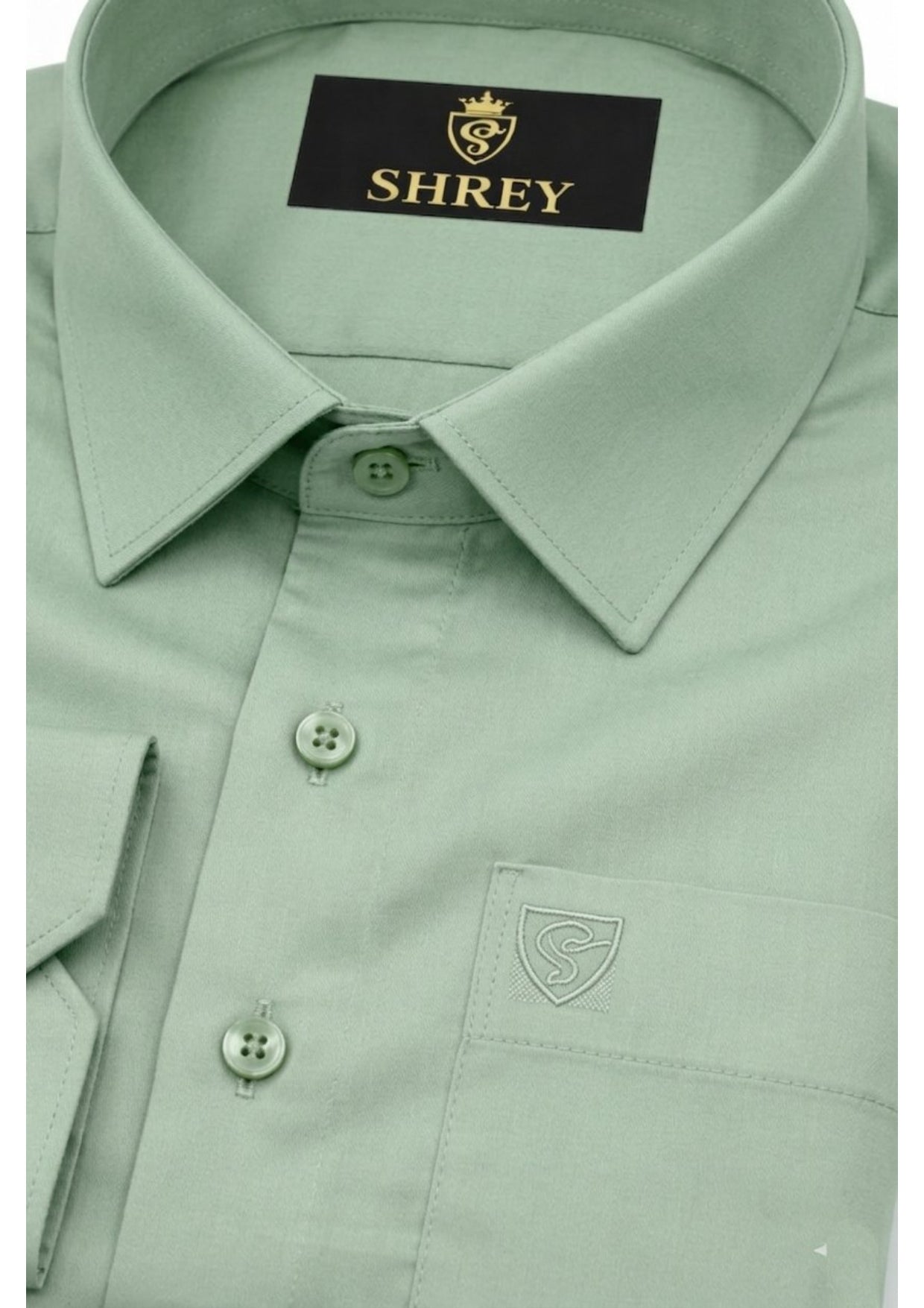 PREMIUM COTTON SATIN FORMAL SHIRT FOR MEN (Single Pocket)- PISTA GREEN
