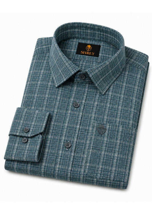 Mens Premium Cotton Check Full Sleeve Shirt Luxury Casual & Smart Formal Wear Shirt