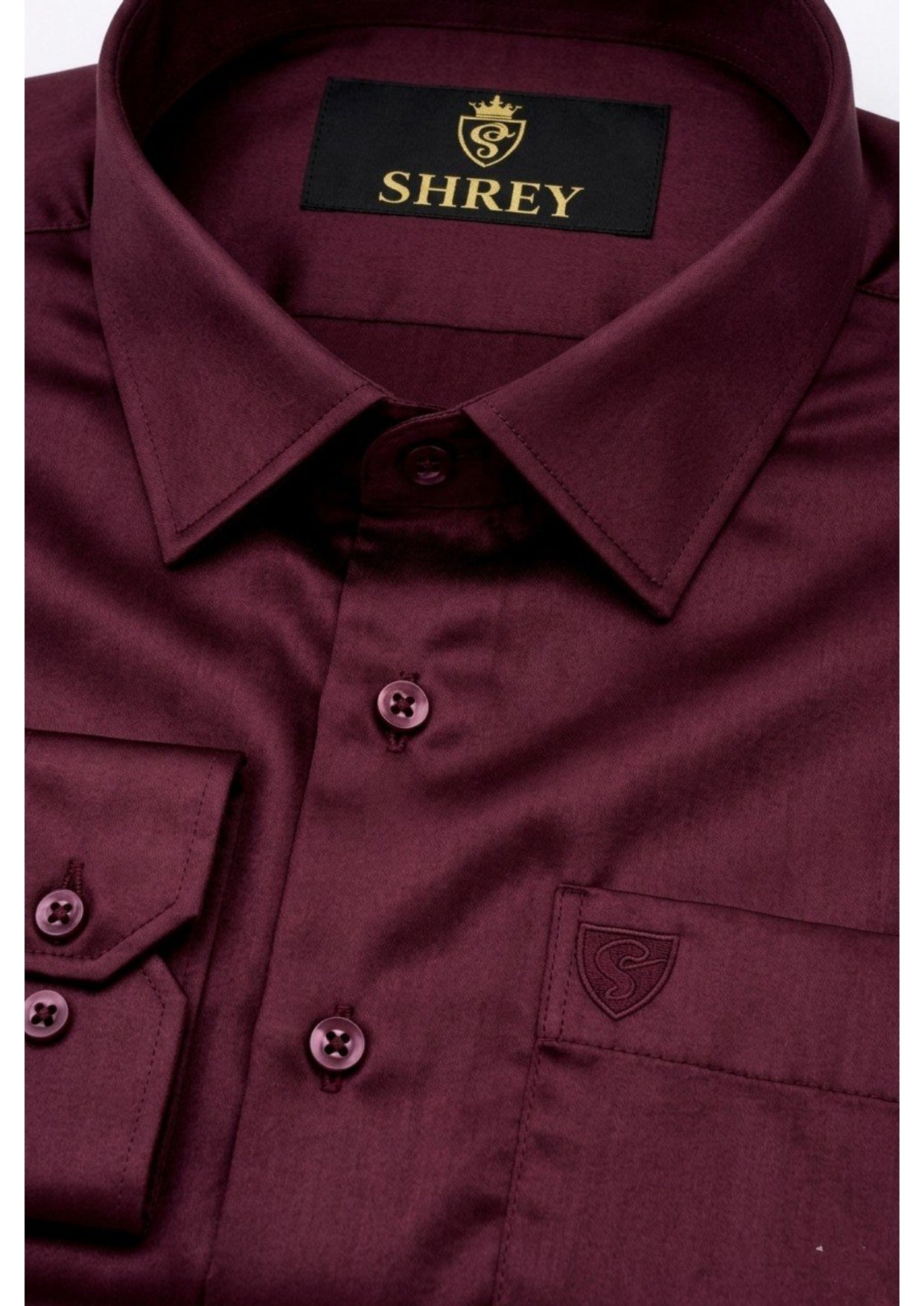 PREMIUM COTTON SATIN FORMAL SHIRT FOR MEN (Single Pocket)-WINE