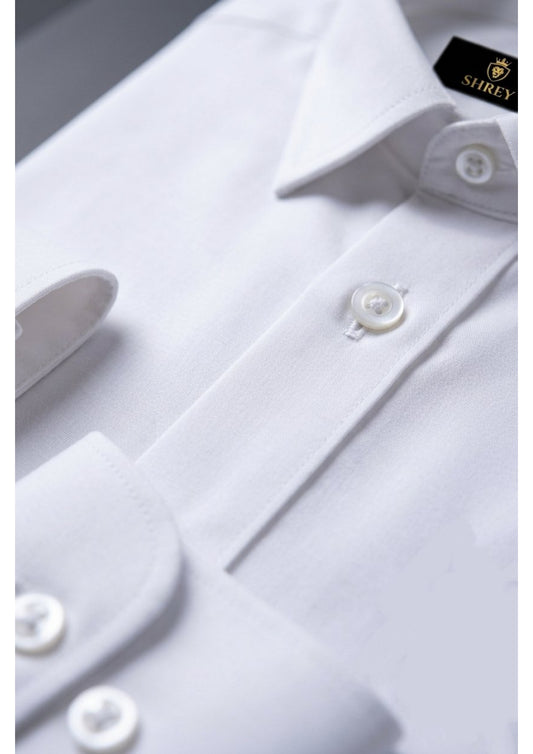 Men's Formal Regular Fit Cotton Full Sleeve Shirt-WHITE
