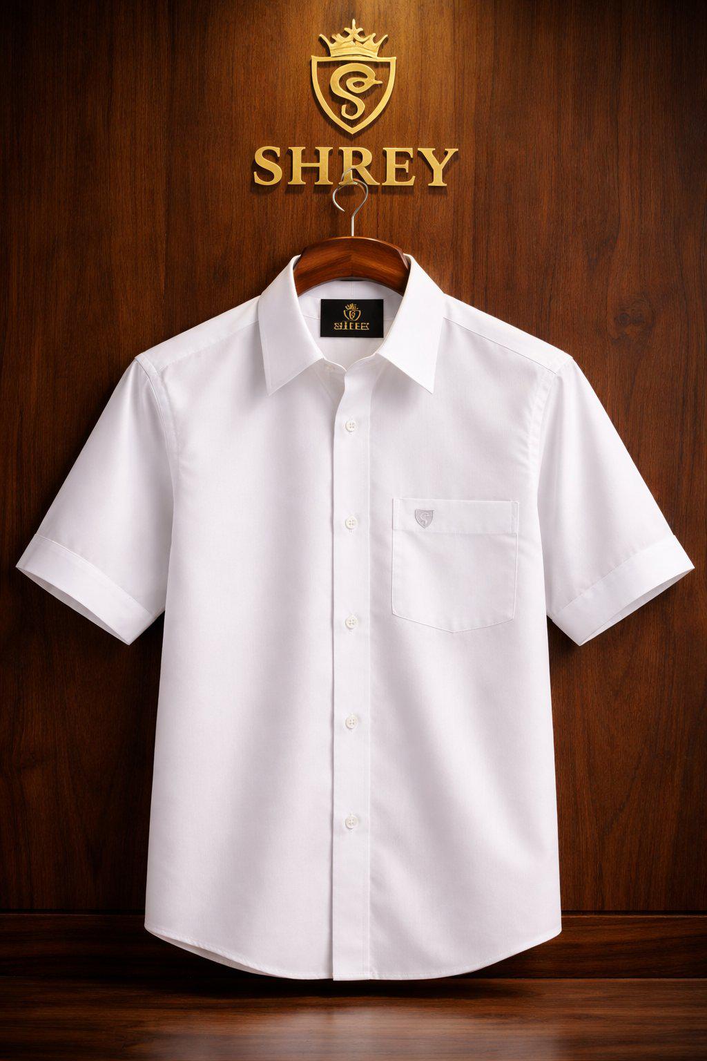 Premium White Cotton Satin Half Sleeve Formal Shirt | Office & Party Wear