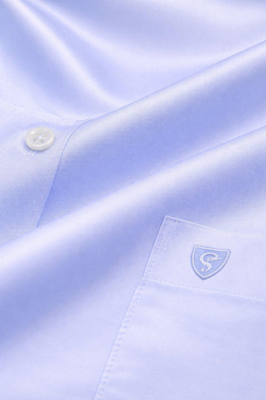 MEN'S PREMIUM COTTON SATIN FORMAL HALF SLEEVE SINGLE POCKET SHIRT - SKY BLUE