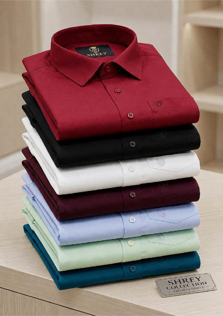 Men’s Solid Cotton Satin Half Sleeve Shirts Combo Pack of 2 – Casual & Office Wear Black & Teak Blue (Single Pocket)