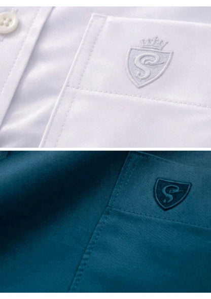 Men’s Solid Cotton Satin Half Sleeve Shirts Combo Pack of 2 – Casual & Office Wear White & Teal Blue (Single Pocket)