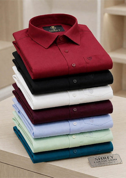 Men’s Solid Cotton Satin Half Sleeve Shirts Combo Pack of 2 – Casual & Office Wear White & Teal Blue (Single Pocket)