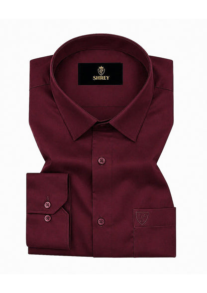 PREMIUM COTTON FORMAL SHIRT FOR MEN (SINGLE POCKET) - WINE