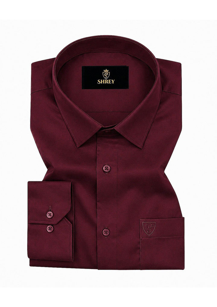PREMIUM COTTON FORMAL SHIRT FOR MEN (SINGLE POCKET) - WINE