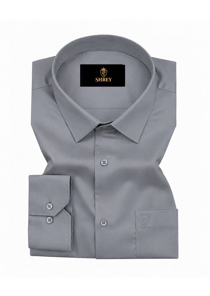 PREMIUM COTTON FORMAL SHIRT FOR MEN (SINGLE POCKET)-LIGHT GREY