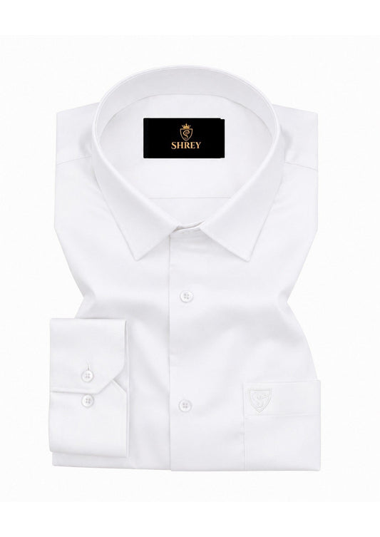 PREMIUM COTTON FORMAL SHIRT FOR MEN (SINGLE POCKET)-WHITE