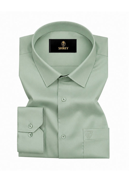 PREMIUM COTTON FORMAL SHIRT FOR MEN (SINGLE POCKET)-PISTA GREEN
