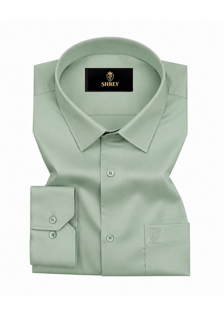 PREMIUM COTTON FORMAL SHIRT FOR MEN (SINGLE POCKET)-PISTA GREEN