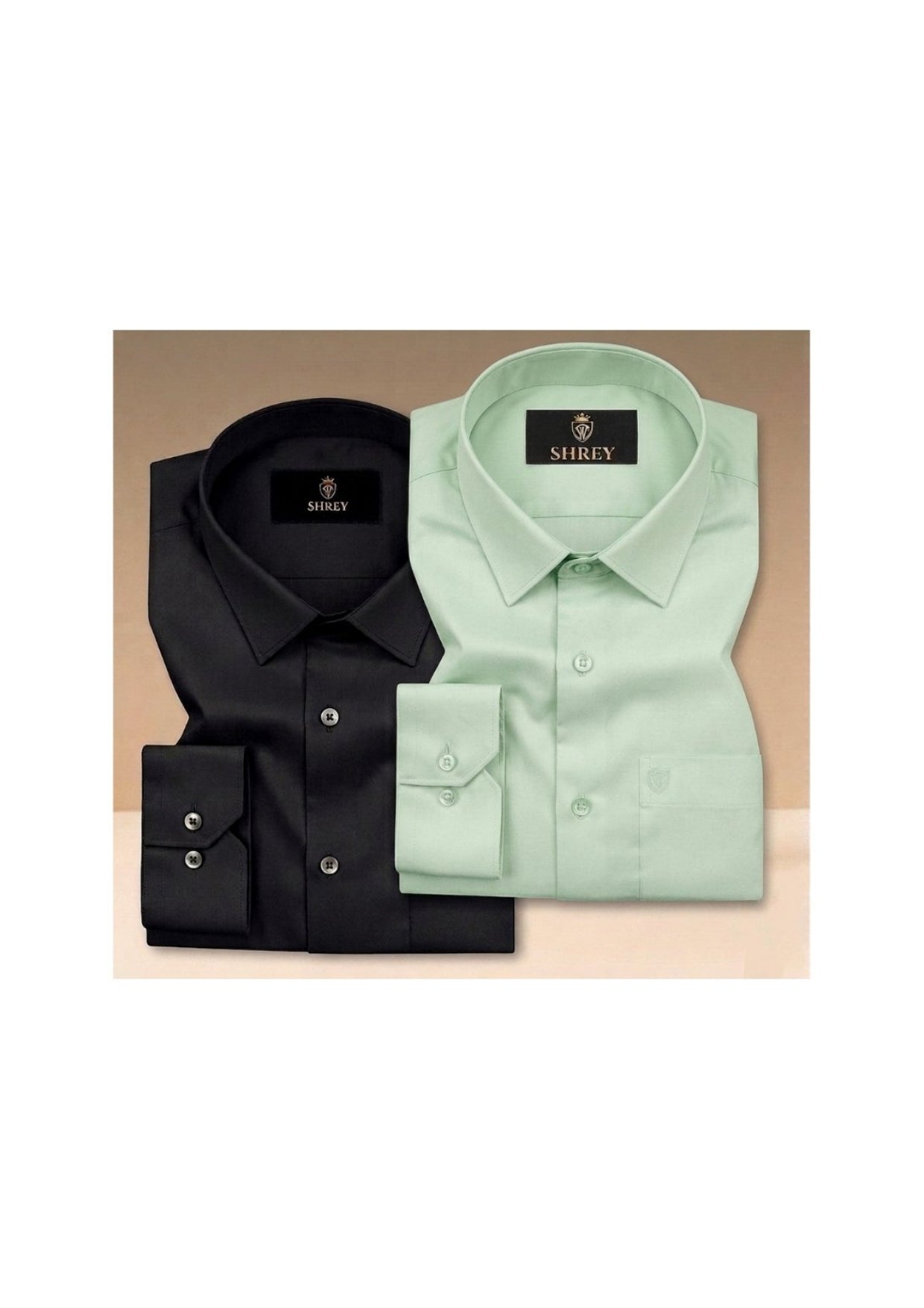 COMBO OF 2 PREMIUM COTTON FORMAL SHIRT, BLACK & PISTA GREEN (SINGLE POCKET)