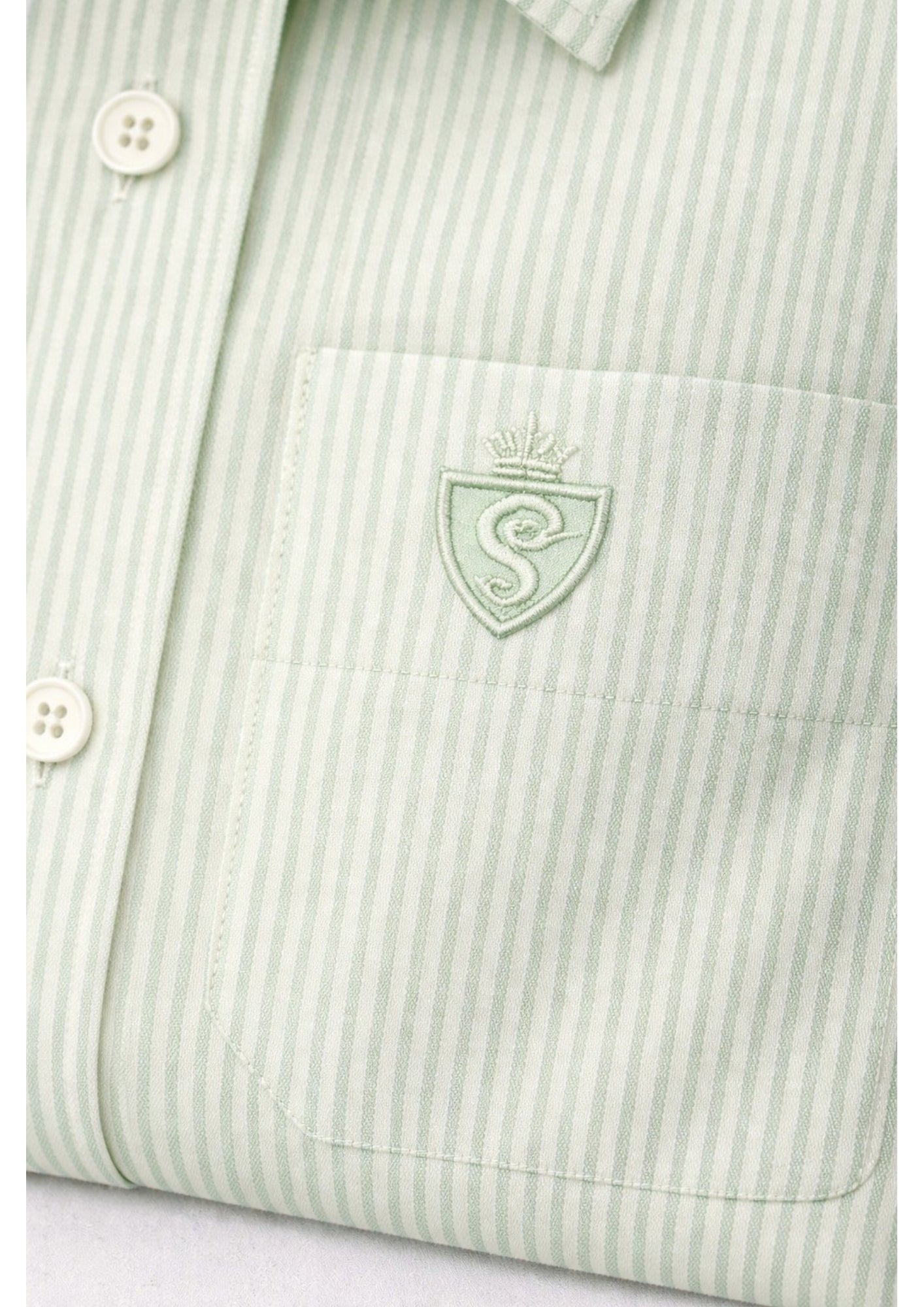 Men's Cotton Stripe Single Pocket Shirt-Light Green, Regular Fit, All-Day Comfort