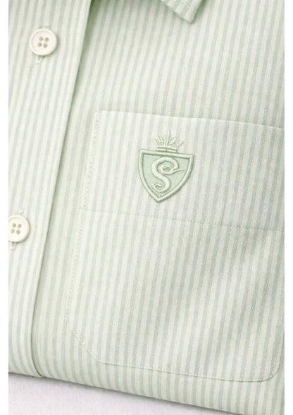 MEN'S PREMIUM COTTON FORMAL STRIPE SHIRT (SINGLE POCKET)-PISTA GREEN