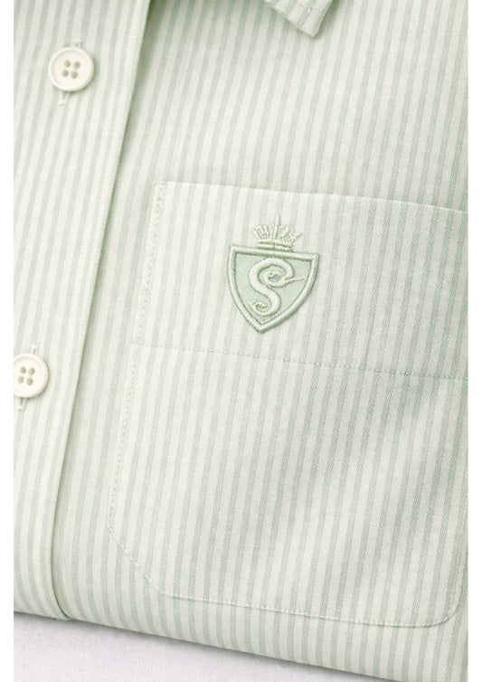 MEN'S PREMIUM COTTON FORMAL STRIPE SHIRT (SINGLE POCKET)-PISTA GREEN
