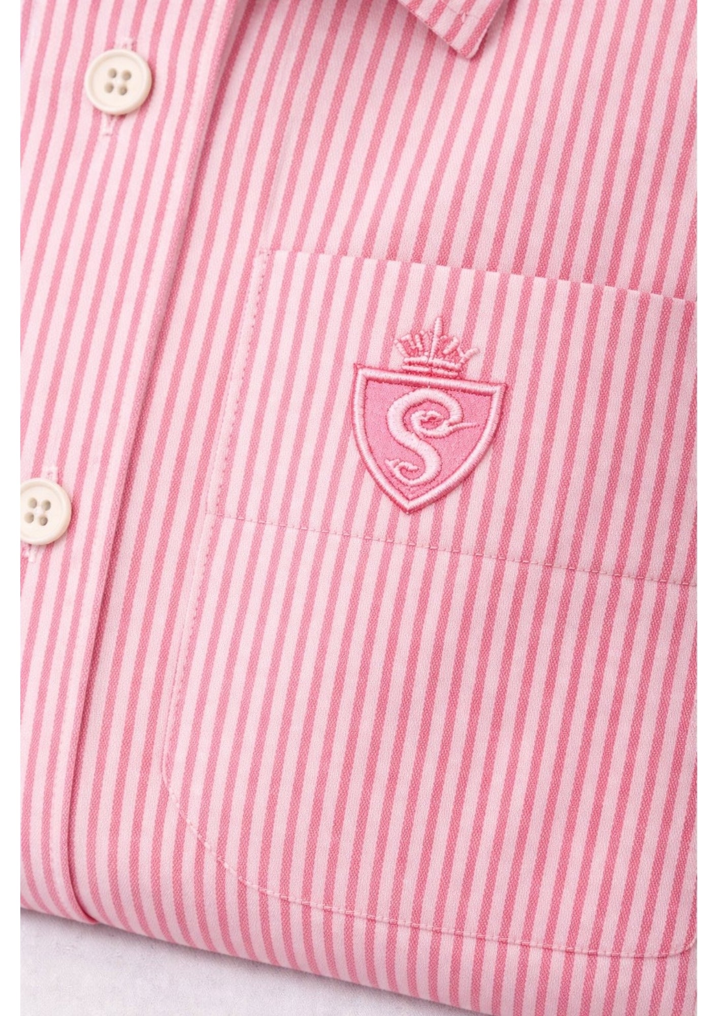 Men's Cotton Stripe Single Pocket Shirt-Red, Regular Fit, All-Day Comfort