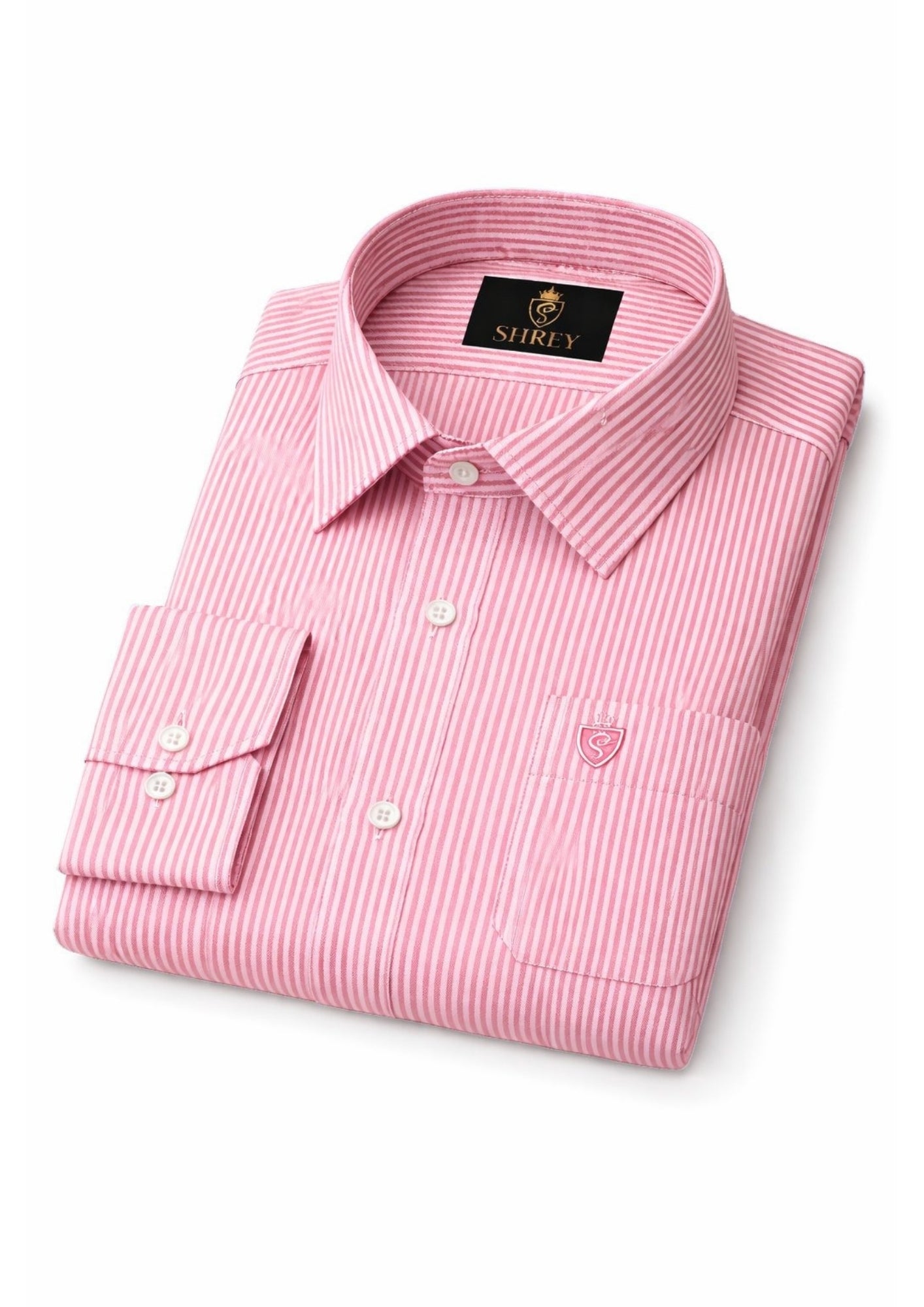 Men's Cotton Stripe Single Pocket Shirt-Red, Regular Fit, All-Day Comfort