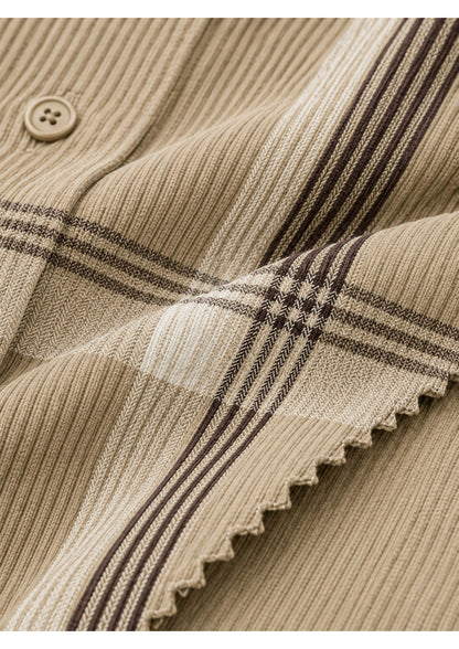 Premium Corduroy Check Shirt For Men – Modern Winter Collection-(Beige)