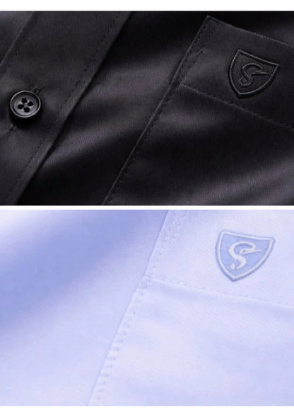 Men’s Solid Cotton Satin Half Sleeve Shirts Combo Pack of 2 – Casual & Office Wear Black & Sky Blue (Single Pocket)
