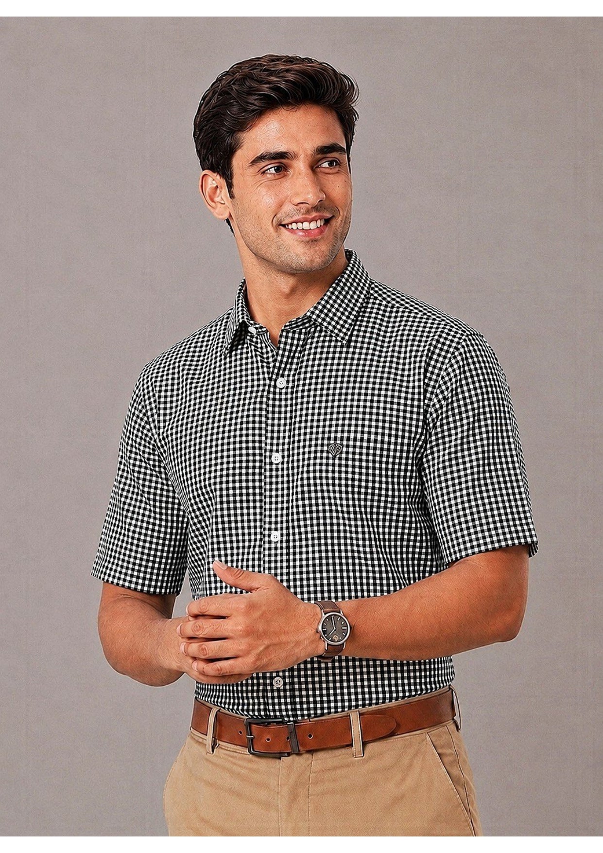Men's Premium Cotton Check Half Sleeve Formal & Casual Wear Shirt – Regular Fit | Pocket Style | Soft & Breathable Fabric