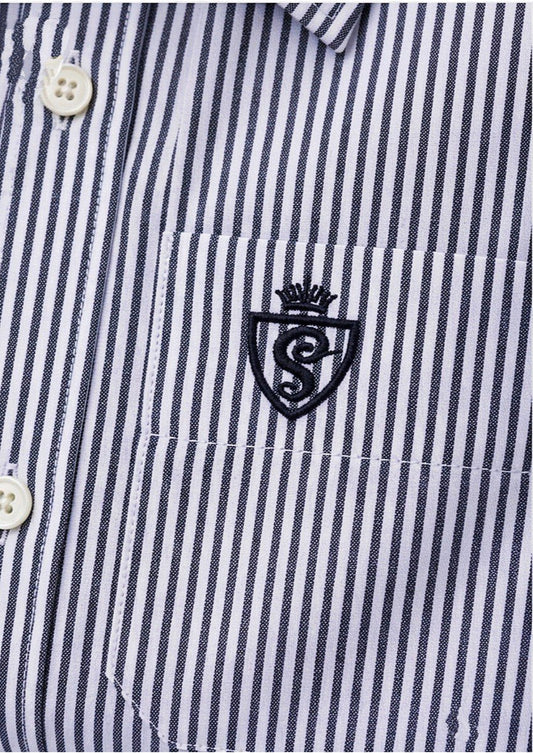 MEN'S PREMIUM COTTON FORMAL STRIPE SHIRT (SINGLE POCKET)-BLACK