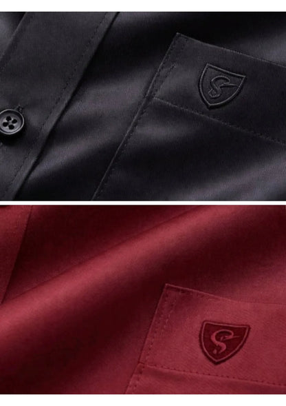 Men’s Solid Cotton Satin Half Sleeve Shirts Combo Pack of 2 – Casual & Office Wear Black & Maroon (Single Pocket)