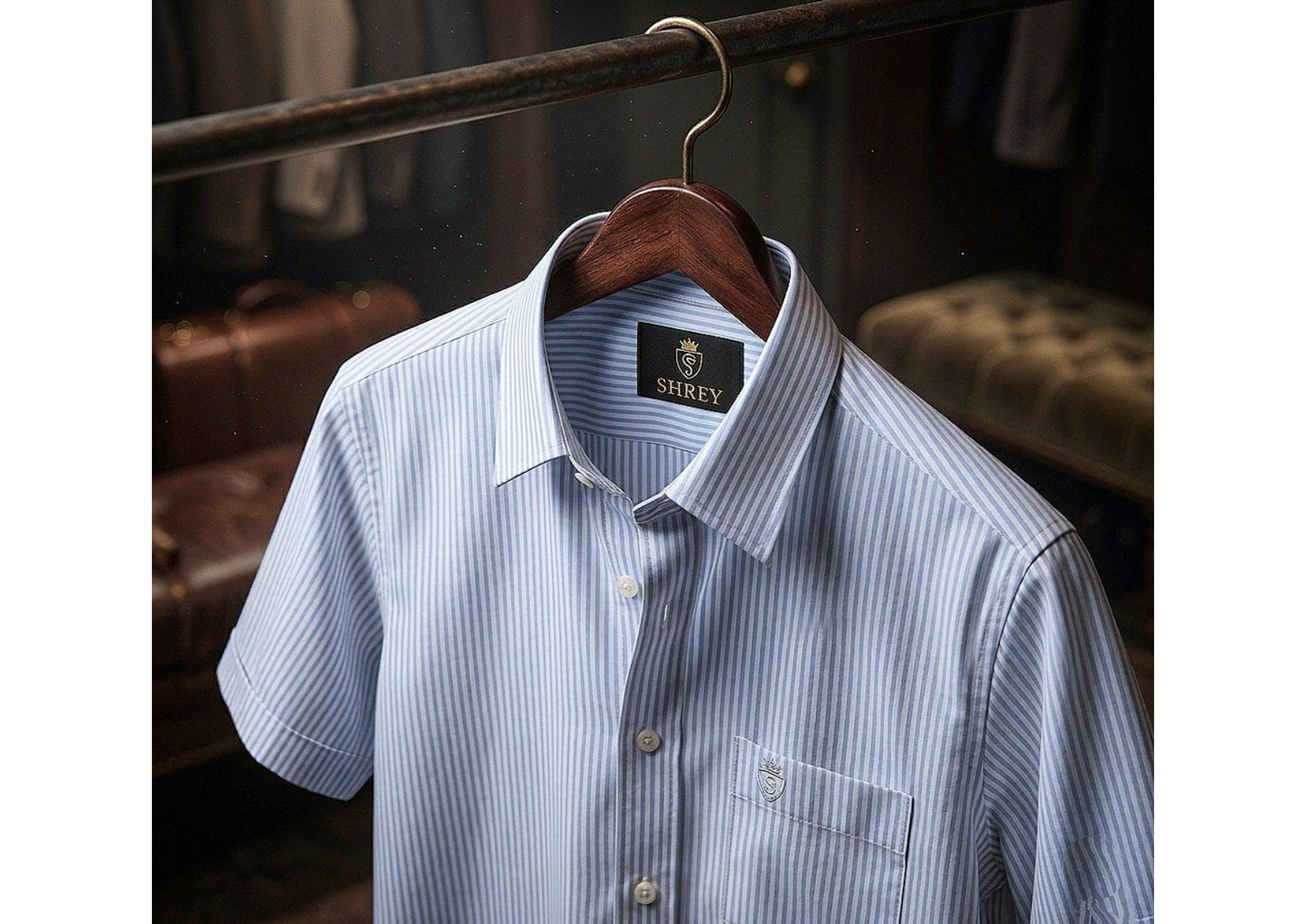 Men's Premium Cotton Striped Half Sleeve Formal Shirt – Regular Fit | Pocket Style | Soft & Breathable Fabric