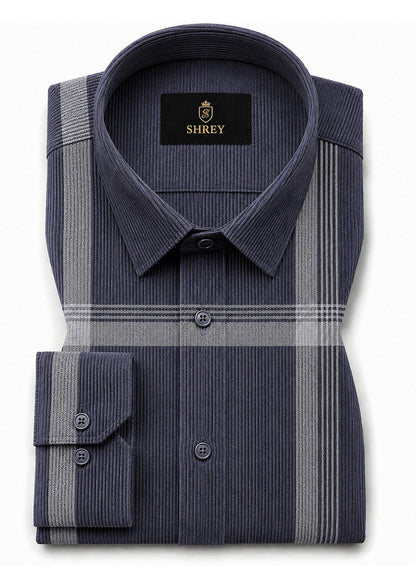 Premium Corduroy Check Shirt For Men – Modern Winter Collection-(Dark Blue)