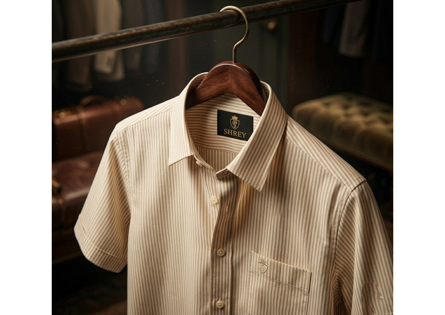 Men's Premium Cotton Striped Half Sleeve Formal Shirt – Regular Fit | Pocket Style | Soft & Breathable Fabric