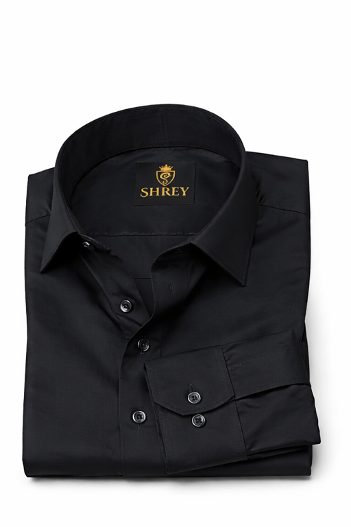 PREMIUM COTTON SATIN FORMAL SHIRT FOR MEN (Single Pocket)-BLACK