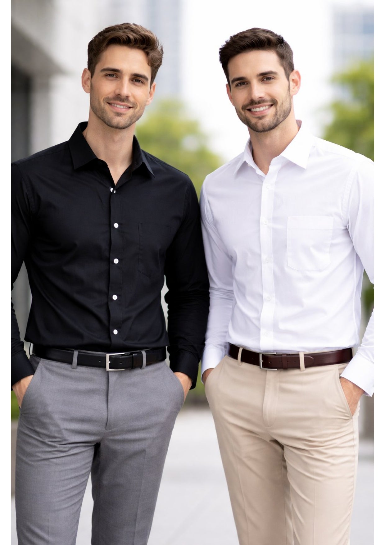 COMBO OF 2 PREMIUM COTTON FORMAL SHIRT, BLACK & WHITE (SINGLE POCKET)