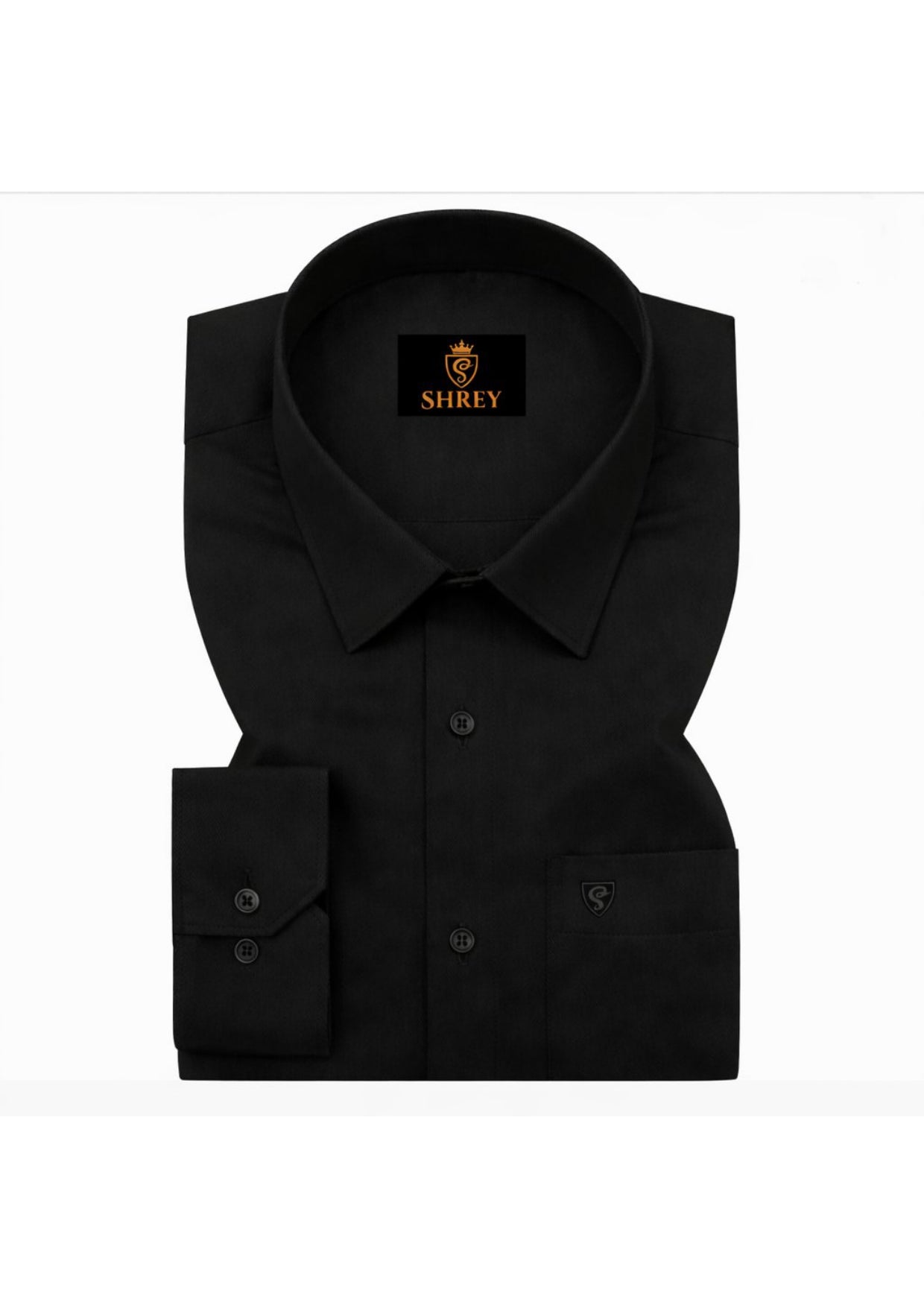 PREMIUM COTTON SATIN FORMAL SHIRT FOR MEN (Single Pocket)-BLACK