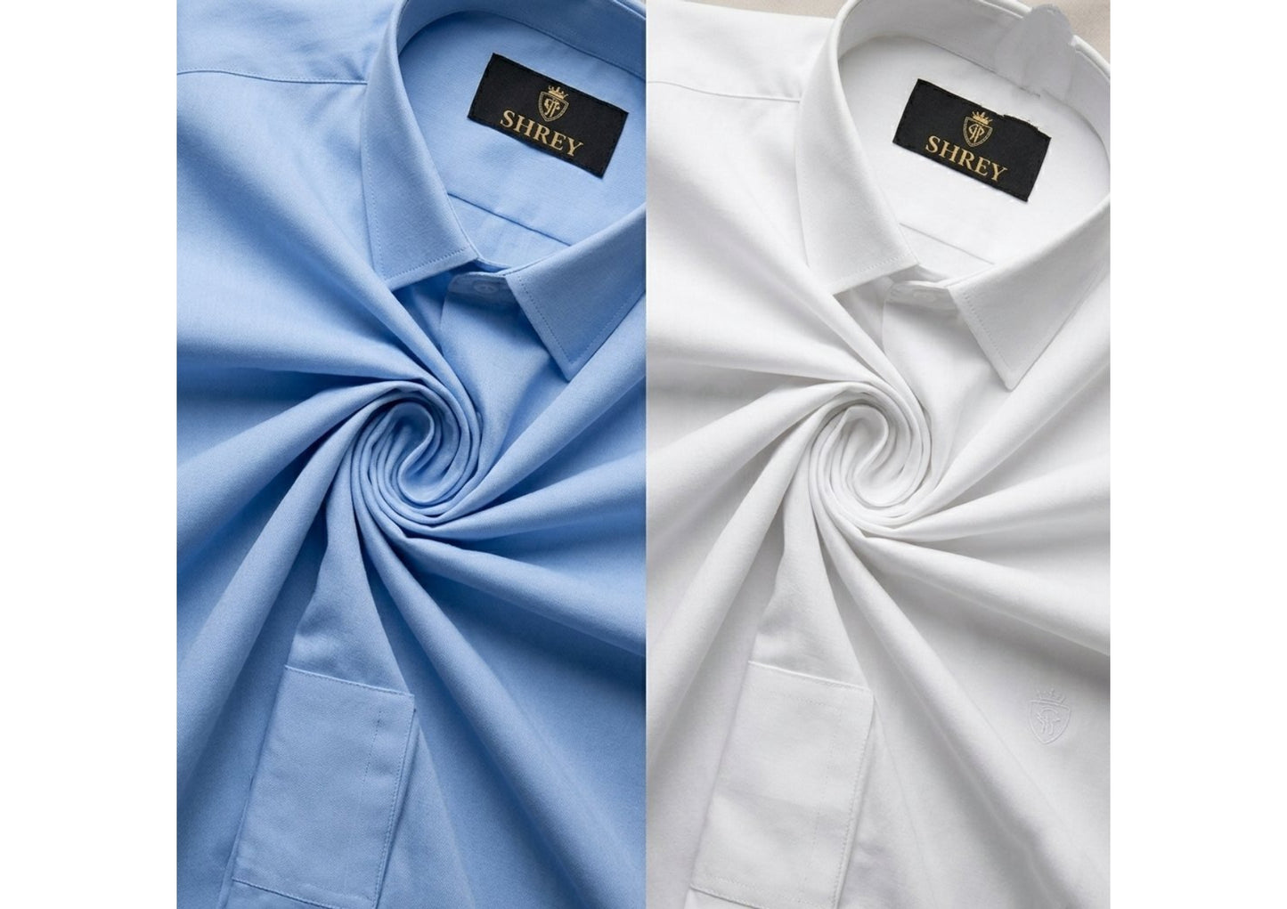 COMBO OF 2 PREMIUM COTTON FORMAL SHIRT, WHITE & SKY BLUE (SINGLE POCKET)