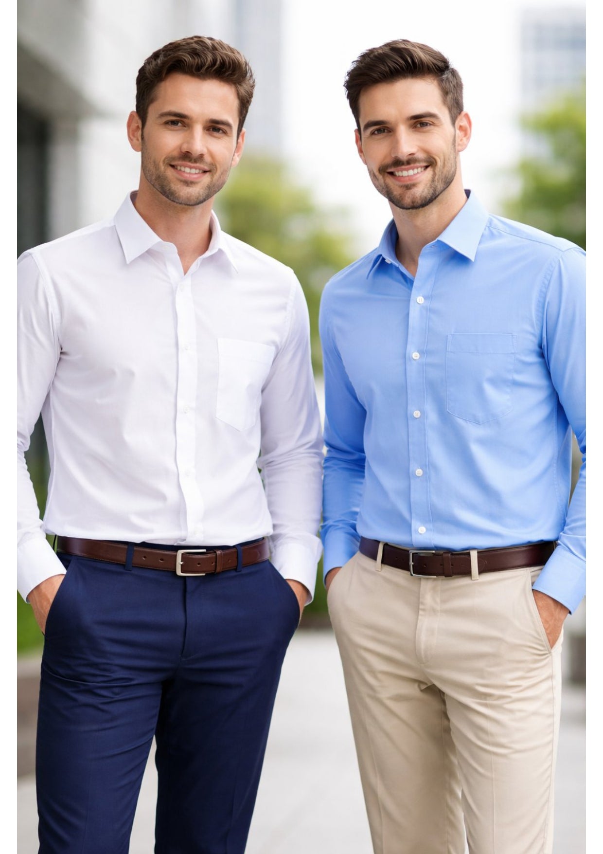 COMBO OF 2 PREMIUM COTTON FORMAL SHIRT, WHITE & SKY BLUE (SINGLE POCKET)