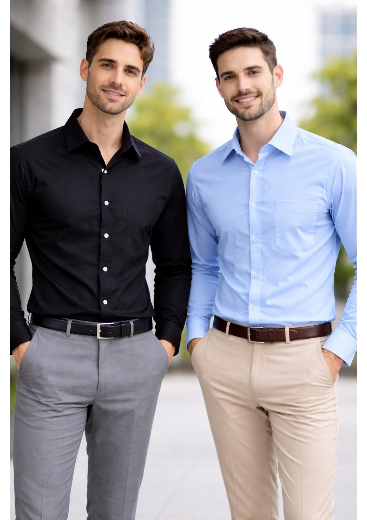COMBO OF 2 PREMIUM COTTON FORMAL SHIRT, BLACK & SKY BLUE (SINGLE POCKET)