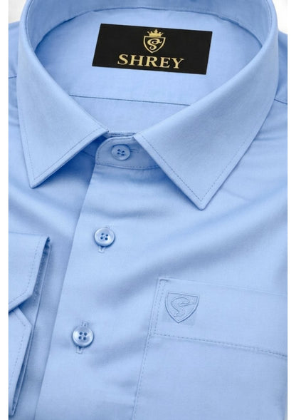 PREMIUM COTTON SATIN FORMAL SHIRT FOR MEN (SINGLE POCKET) - SKY BLUE