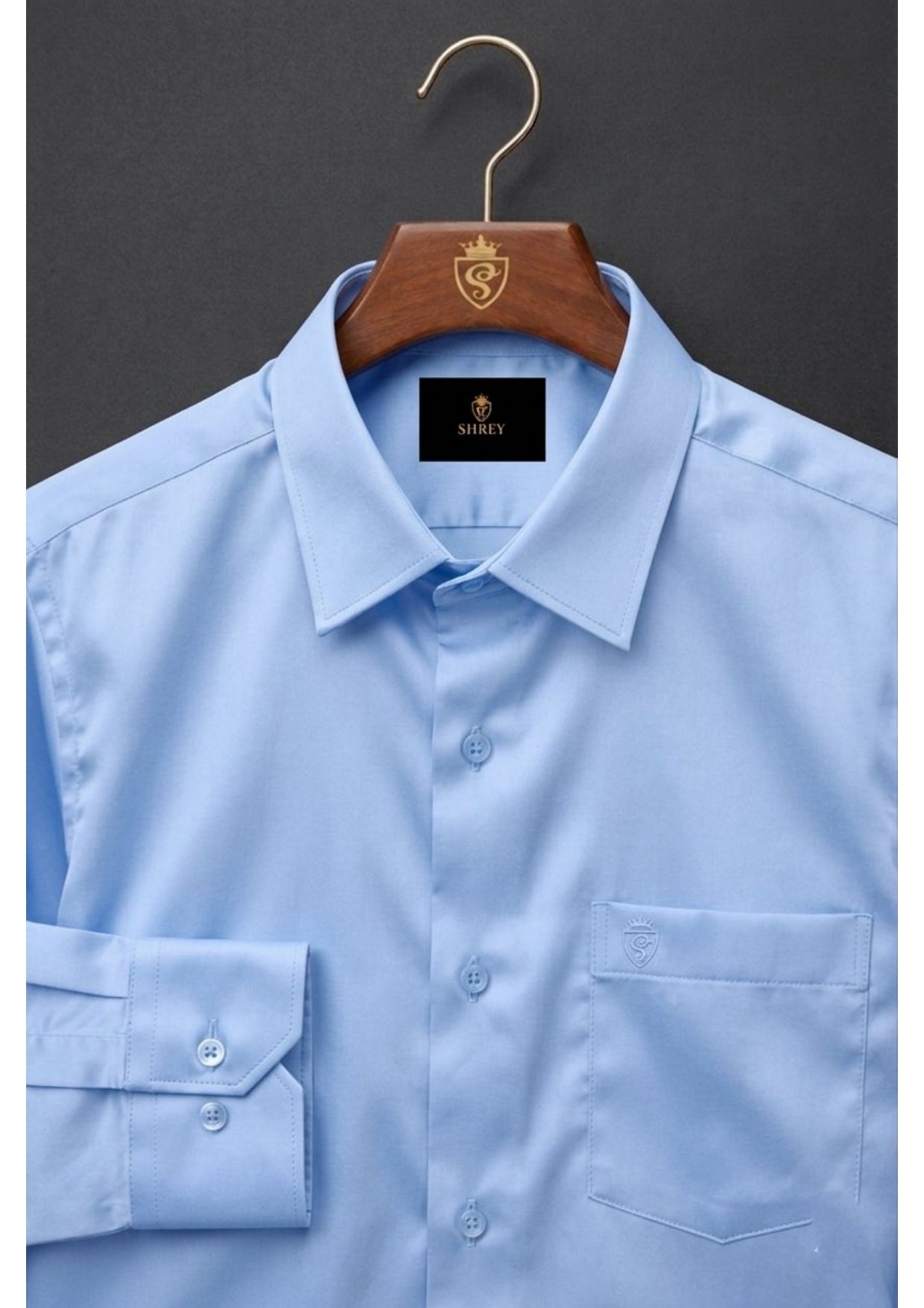 PREMIUM COTTON SATIN FORMAL SHIRT FOR MEN (SINGLE POCKET) - SKY BLUE