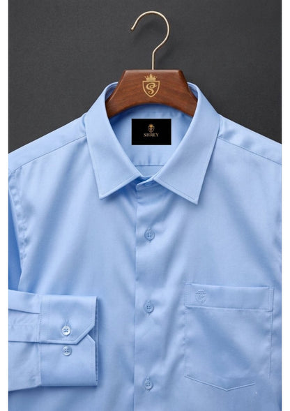 PREMIUM COTTON SATIN FORMAL SHIRT FOR MEN (SINGLE POCKET) - SKY BLUE