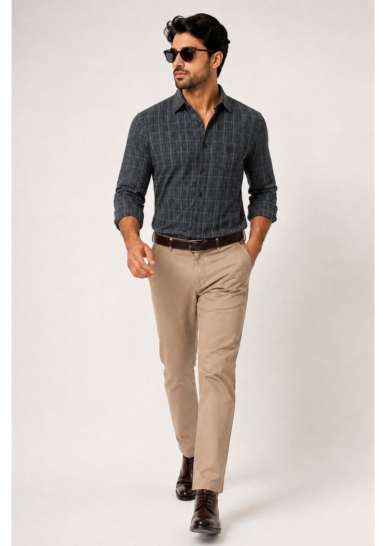 Mens Premium Cotton Check Full Sleeve Shirt Luxury Casual & Smart Formal Wear Shirt