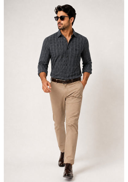 Mens Premium Cotton Check Full Sleeve Shirt Luxury Casual & Smart Formal Wear Shirt