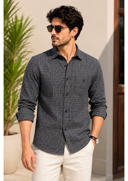 Mens Premium Cotton Check Full Sleeve Shirt Luxury Casual & Smart Formal Wear Shirt